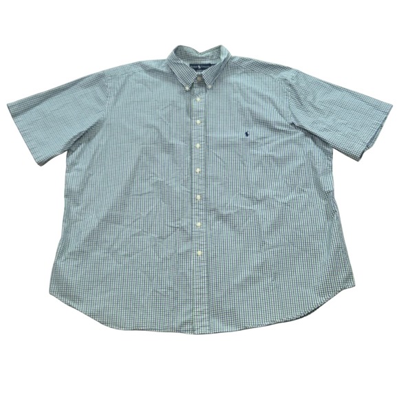 Ralph Lauren Mens 3XLT Tall Classic Fit Blue Green Check Button Down Shirt - Picture 1 of 4